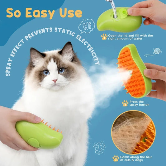 Cat Steam Brush, Pet Steamer Brush, Steamy Cat Brush, Cat Water Brush for Massage Self Cleaning, Steaming Cat Brush for Removing