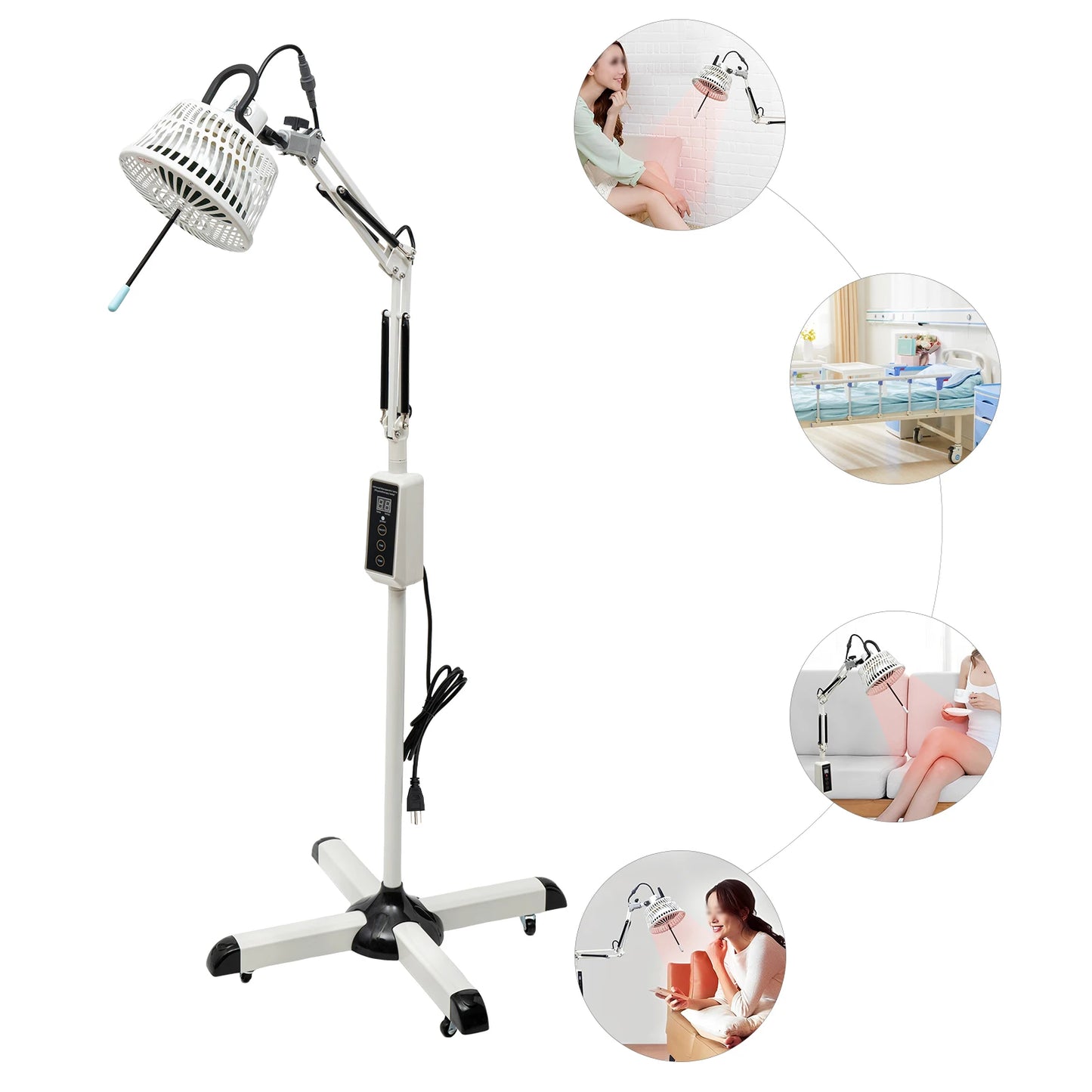 300W Infrared Heat Lamp Far Infrared Light Therapy Lamp 220V/110V with Base for Homes, Spas and Beauty Salons