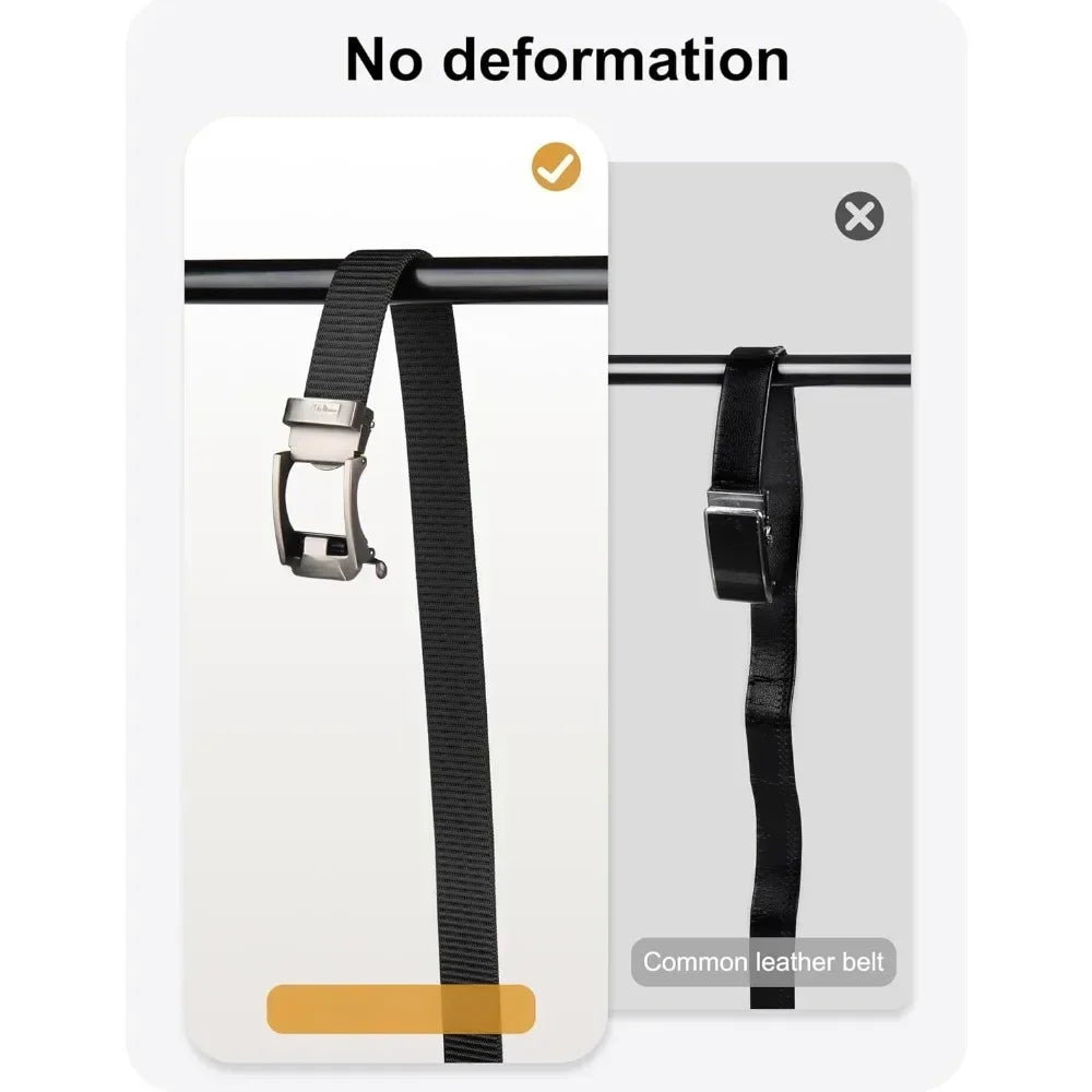 Ratchet Belt for Men, Nylon Web Tactical Belt with Automatic Slide Buckle, Adjustable Trim to Fit