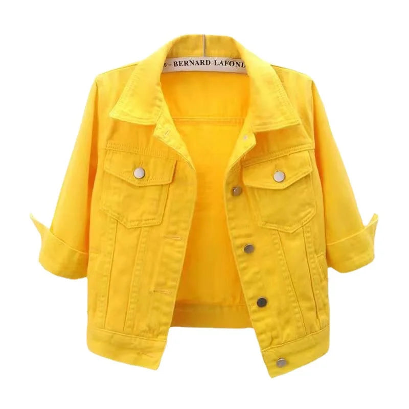 Women Pink Denim Jacket Casual Spring Autumn Loose Outerwear