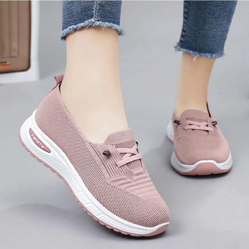 Women's Casual Sneakers Pink Chunky Sole Breathable Shoes 2025