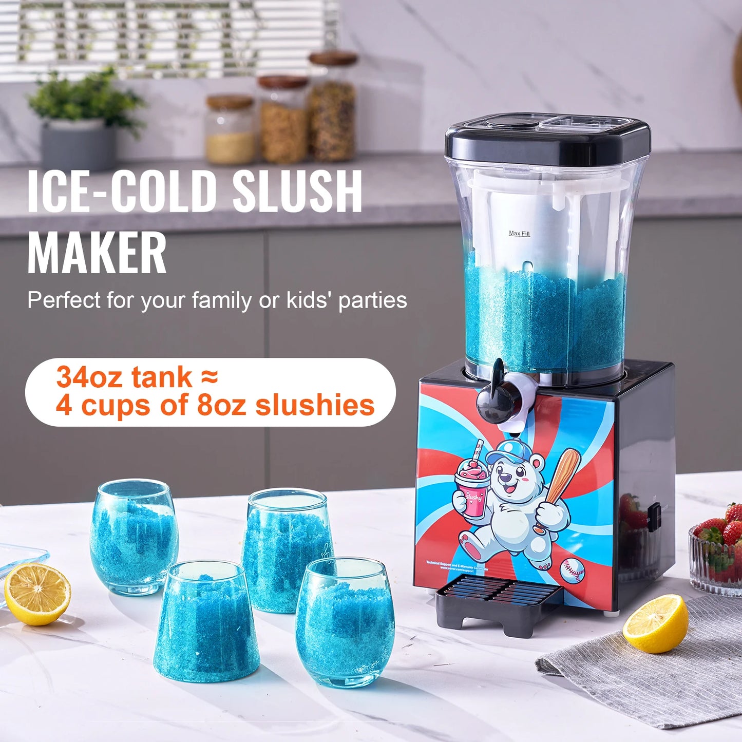 SucceBuy Slushy Machine for Home Smoothie Frozen Drink Maker with Food-grade Materials Slushie for Home DIY Kids' Parties