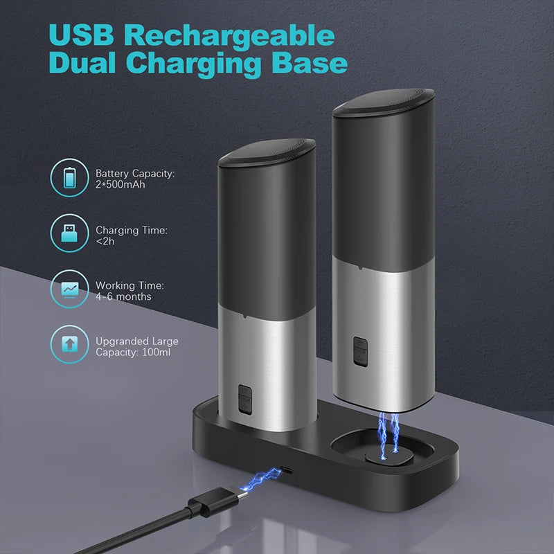 ULTREAN Salt and Pepper Grinder Electric Stainless Steel Salt Pepper Mills with Adjustable Fineness Auto Dust Lids Kitchen Tool