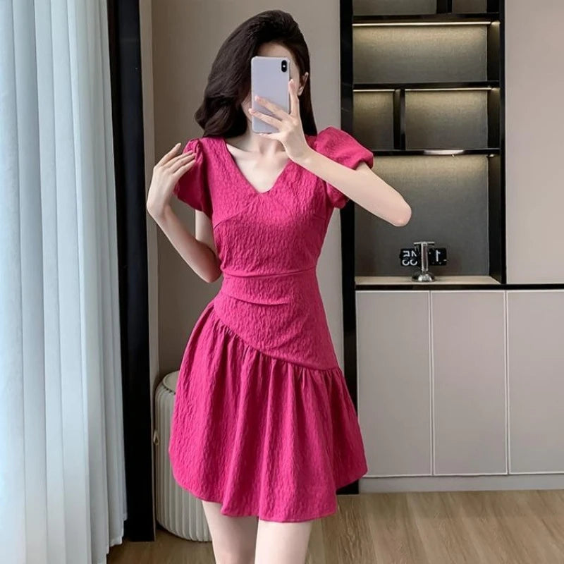 Woman Dress Short Sleeve Cheap Dresses for Women Casual Aesthetic Korean Style Designer Elegant Luxury Outfits Trendy Curvy Hot