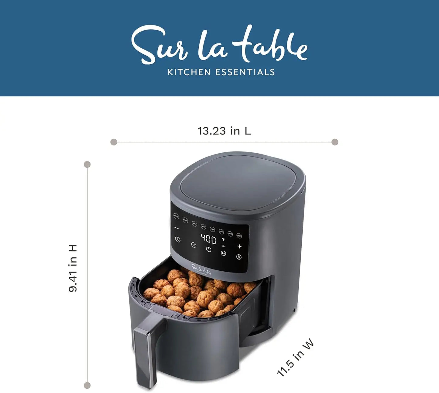 3.8 Quart Digital Air Fryer, LED Touchscreen Display with 8-Presets and Shake Indicator for Perfect Crispness, Air Fry, Bake, Ro