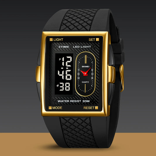 SKMEI Creative 3 Time LED Light Display Digital Stopwatch Sport Watches Men Waterproof Calendar Wristwatch Alarm reloj hombre