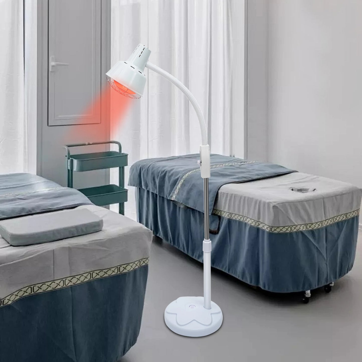 275W Single Head Infrared Heat Lamp 360° Rotatable Angle Temperature Adjustment White for Spas Beauty Salons Physical Therapy