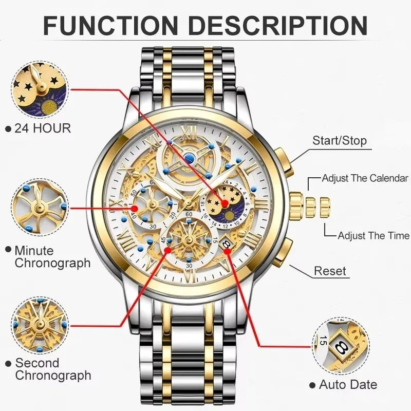 LIGE Luxury Fashion Men Watch Waterproof Luminous Date Man Wristwatch Stainless Steel Chronograph Quartz Men's Watches Reloj