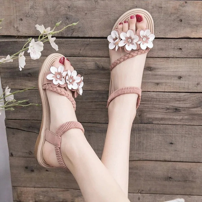 Chic Open Toe Flower Sandals for Women Comfortable Summer 2025