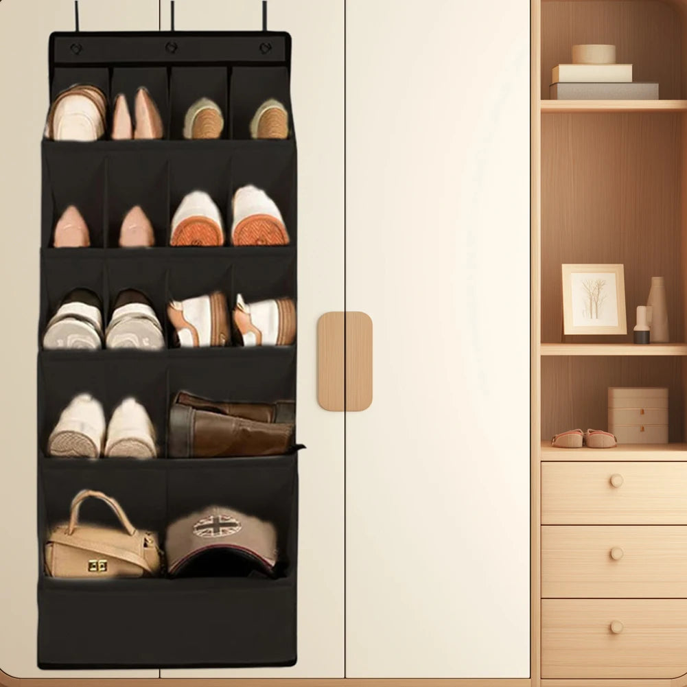 Over-the-Door Shoe Organizer Holds 12 Pairs Hanging Shoe Rack Hanging Shoe Rack for Closet Door Shoe Storage Rack with Pockets
