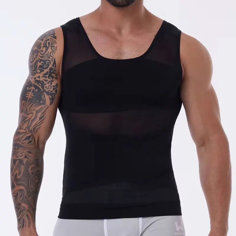 Tank Top Gynomastica Sleeveless Shapewear Vest Mesh Cross Suit 3XL Compression Shirt for Men Slimming Undershirt Body Shaper