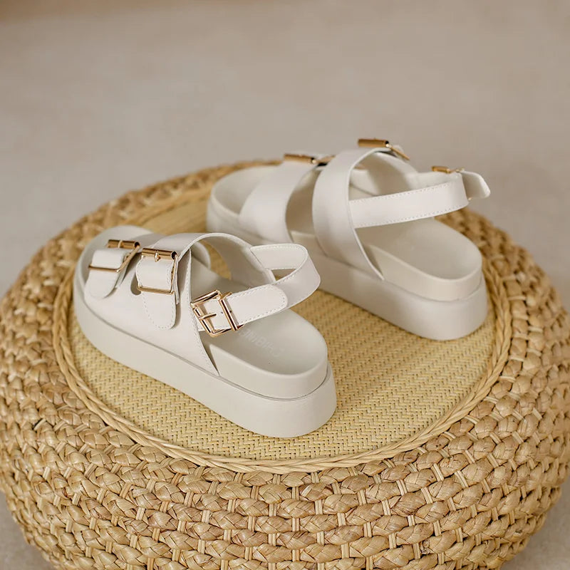 AIYUQI Women Sandals Large Size Summer New Beach Sandals Girls Thick Sole Fashion Open Toe Roman Women's Shoes