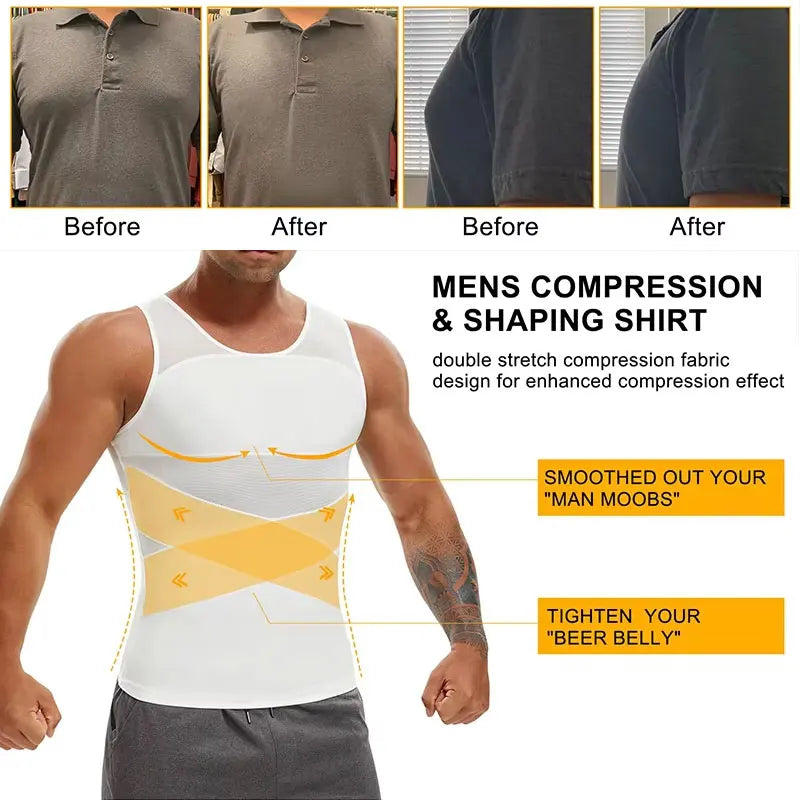 Tank Top Gynomastica Sleeveless Shapewear Vest Mesh Cross Suit 3XL Compression Shirt for Men Slimming Undershirt Body Shaper