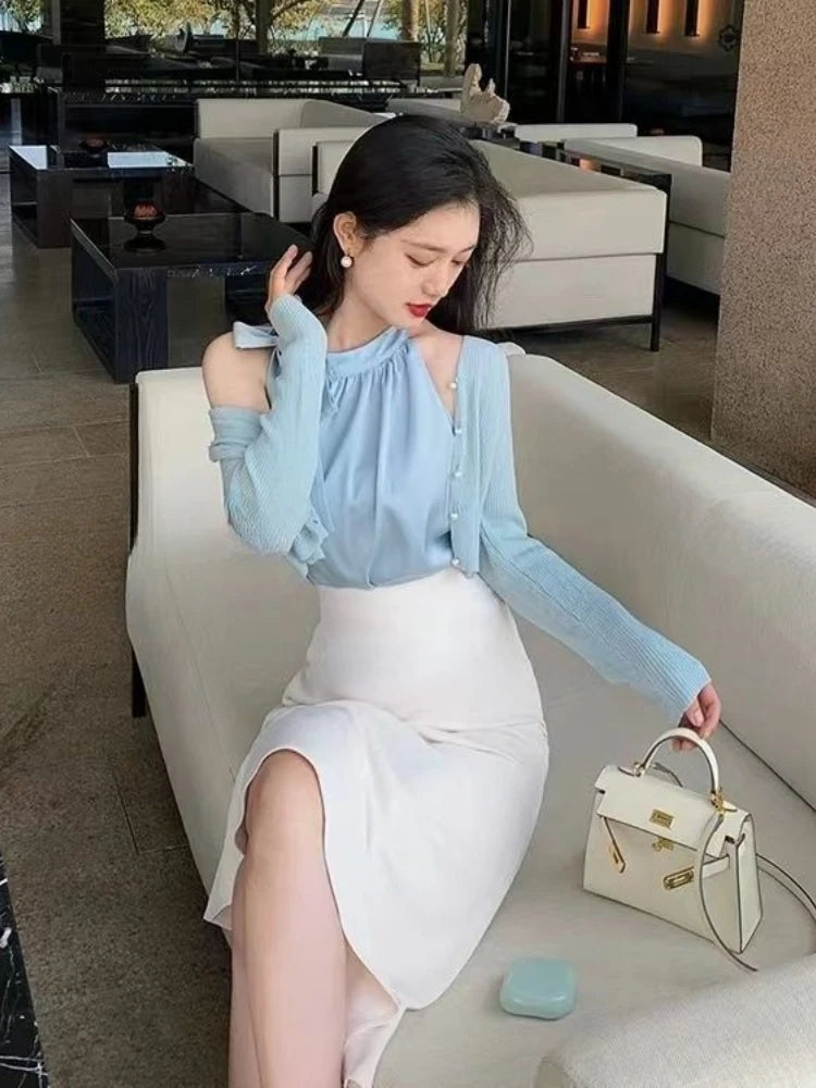 Fishtail Skirt Woman Outfit Summer Fashion 2025 Formal Occasion Clothing Trend Event Sleeveless 2 Pieces Skirt Sets for Women