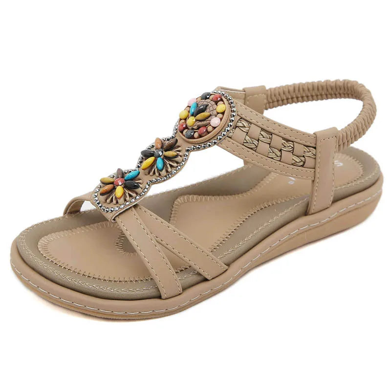 Women's New Summer Bohemian Style Non-slip Flat Sandals Woman Plus Size Soft Bottom Beach Sandals Lady Casual Shoes 36-42