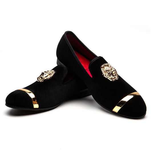 Men Velvet Dress Black Casual Tuxedo Slip-on Glitter Loafers Shoes