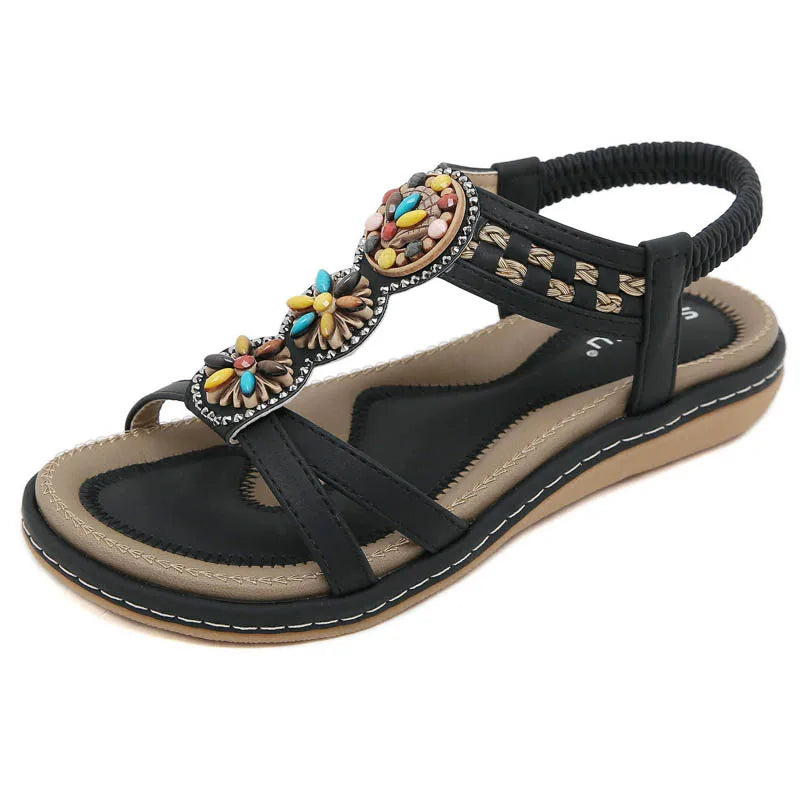 Women's New Summer Bohemian Style Non-slip Flat Sandals Woman Plus Size Soft Bottom Beach Sandals Lady Casual Shoes 36-42
