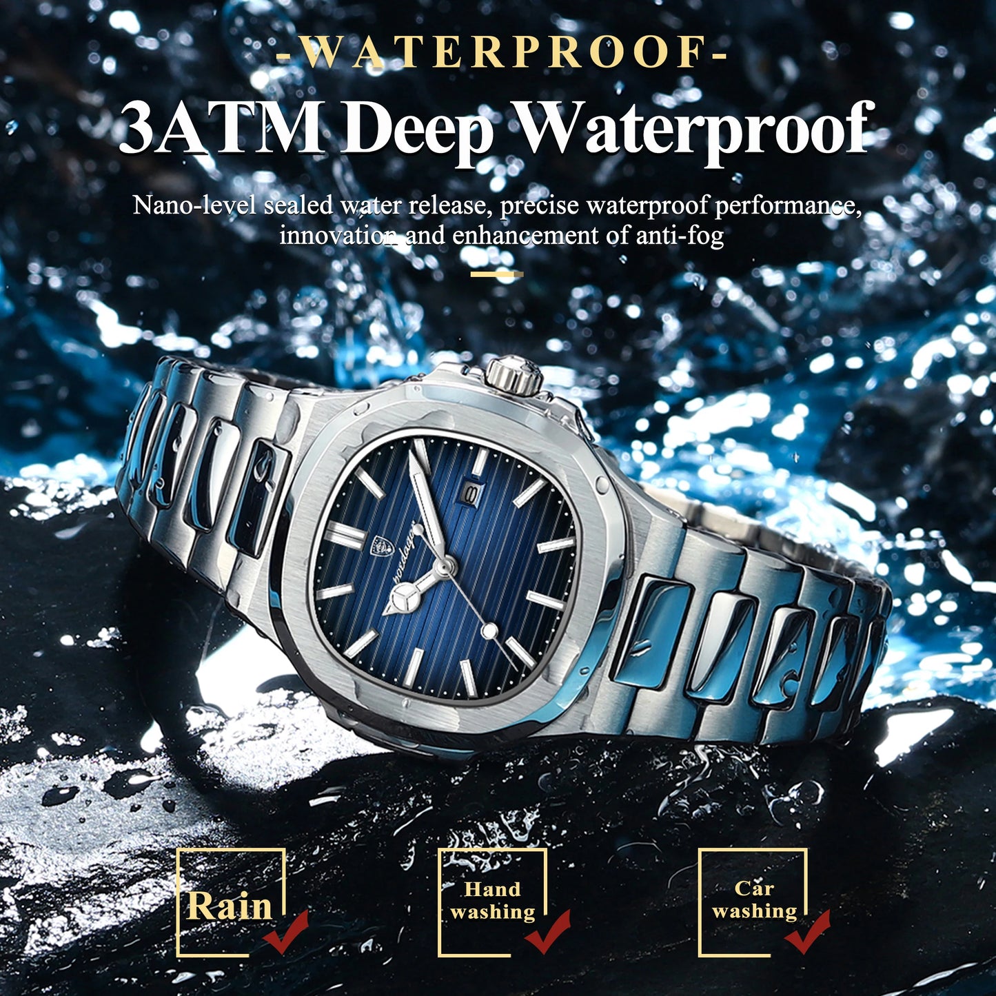 POEDAGAR Elegant Women Wristwatch Waterproof Luminous Calendar Ladies Watch Square Stainless Steel Quartz Women's Watches Female