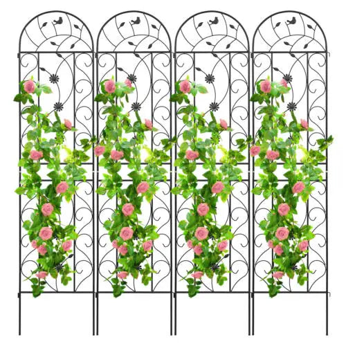 2/4 Pack Garden Trellis for Climbing Plants Metal Fence 87''x20'' Panel Yard Corner Garden Decorations Outdoor Garden Fence