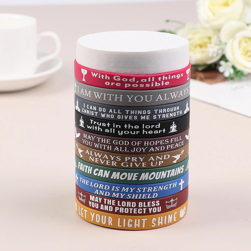 40pcs Inspirational Bible Verse Silicone Bracelets Faith-Based Rubber Wristbands, Perfect Christian Gifts For Men, Women & Teens