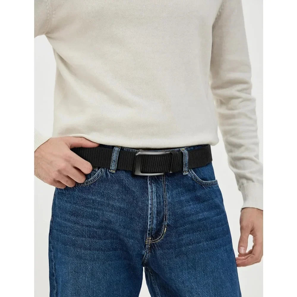 Ratchet Belt for Men, Nylon Web Tactical Belt with Automatic Slide Buckle, Adjustable Trim to Fit