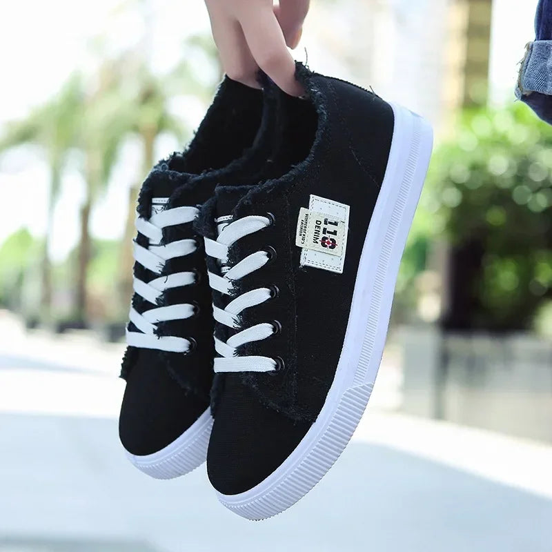 2024 Spring Summer Women Canvas Lace Up Low Top Sneakers