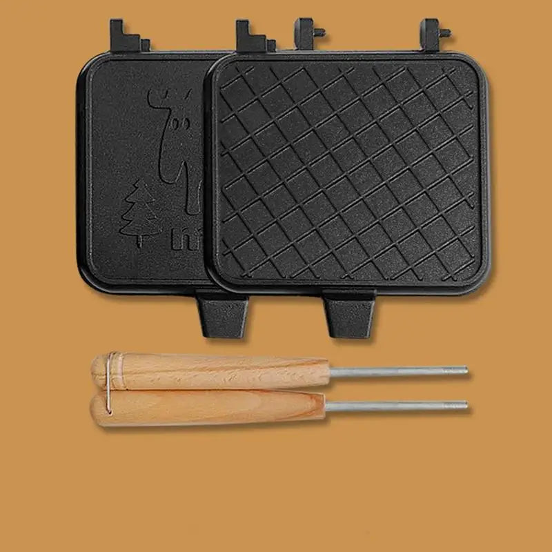Grilled Cheese Maker Double Sided Detachable Portable Sandwich Cooker Camping Sandwich Maker Toaster With Wooden Handle
