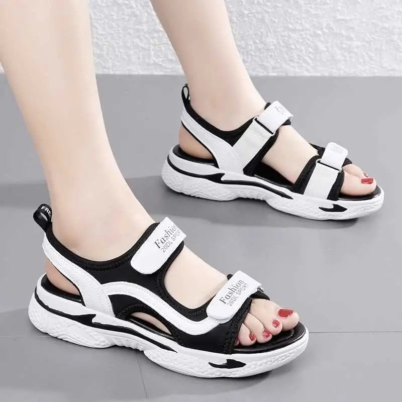 Women Outdoor Platform Leather Sandals for Summer 2024
