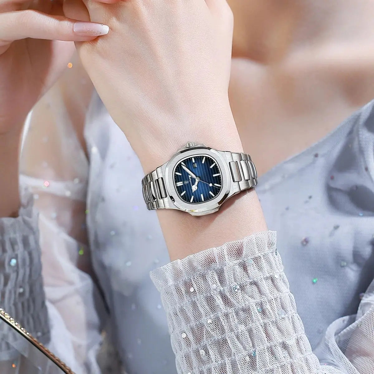 POEDAGAR Elegant Women Wristwatch Waterproof Luminous Calendar Ladies Watch Square Stainless Steel Quartz Women's Watches Female