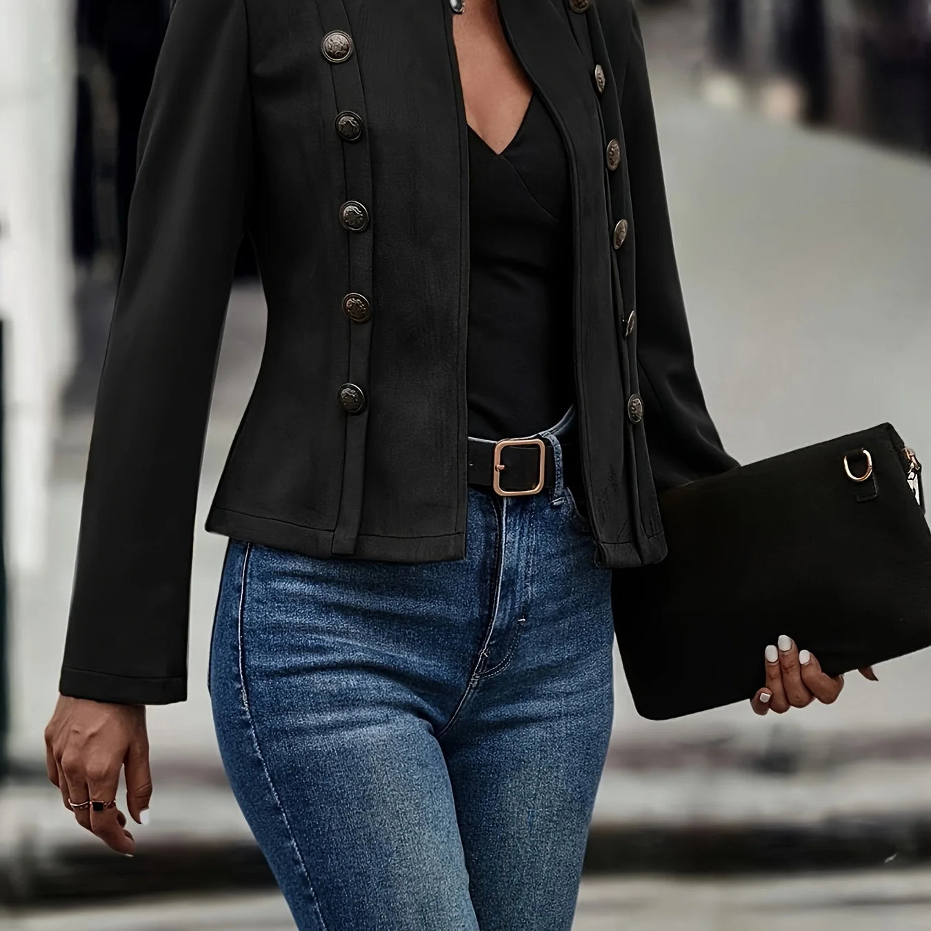 Women's Slim Fit Double Breasted Velvet Jacket for Elegance