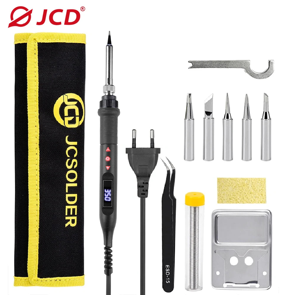 JCD Soldering Iron Kit 80W LCD Digital Display Adjustable Temperature With Switch Portable iron 220V/110V Welding Tools 908U