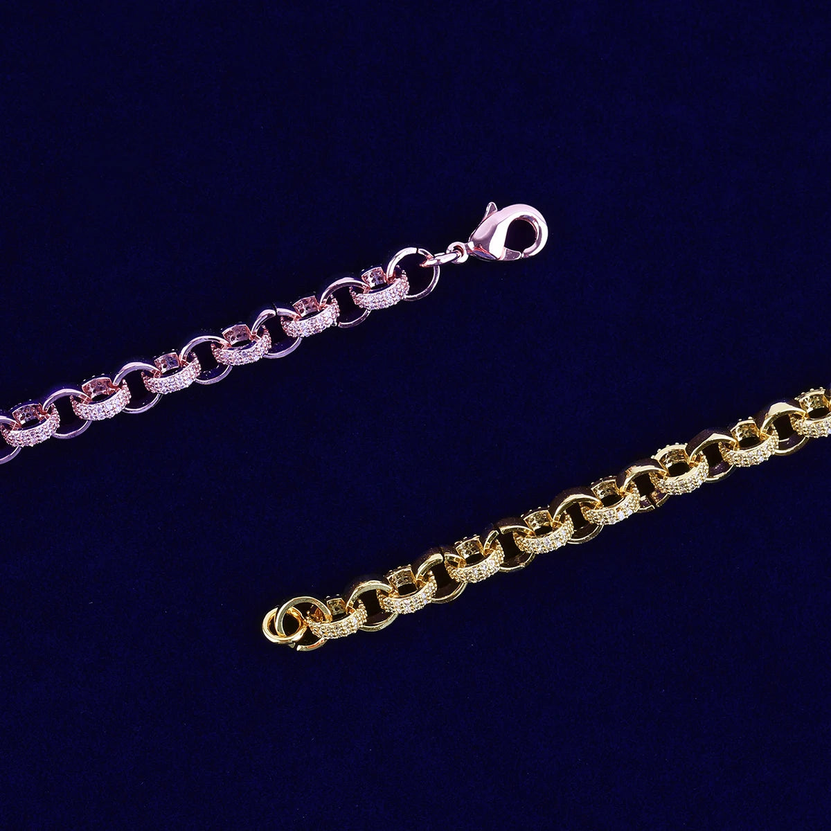 Bubble Letter Tiny Belcher Bracelet for Women Iced Out Real Gold Plated Hip Hop Jewelry
