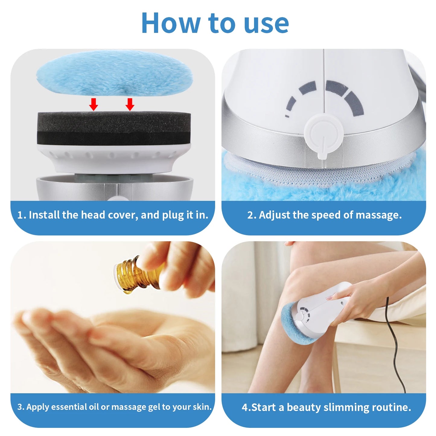 Advanced Body Shaping Massage And Cellulite Fighter, Handheld Body Sculpting Massager With 3 Reusable Pads,