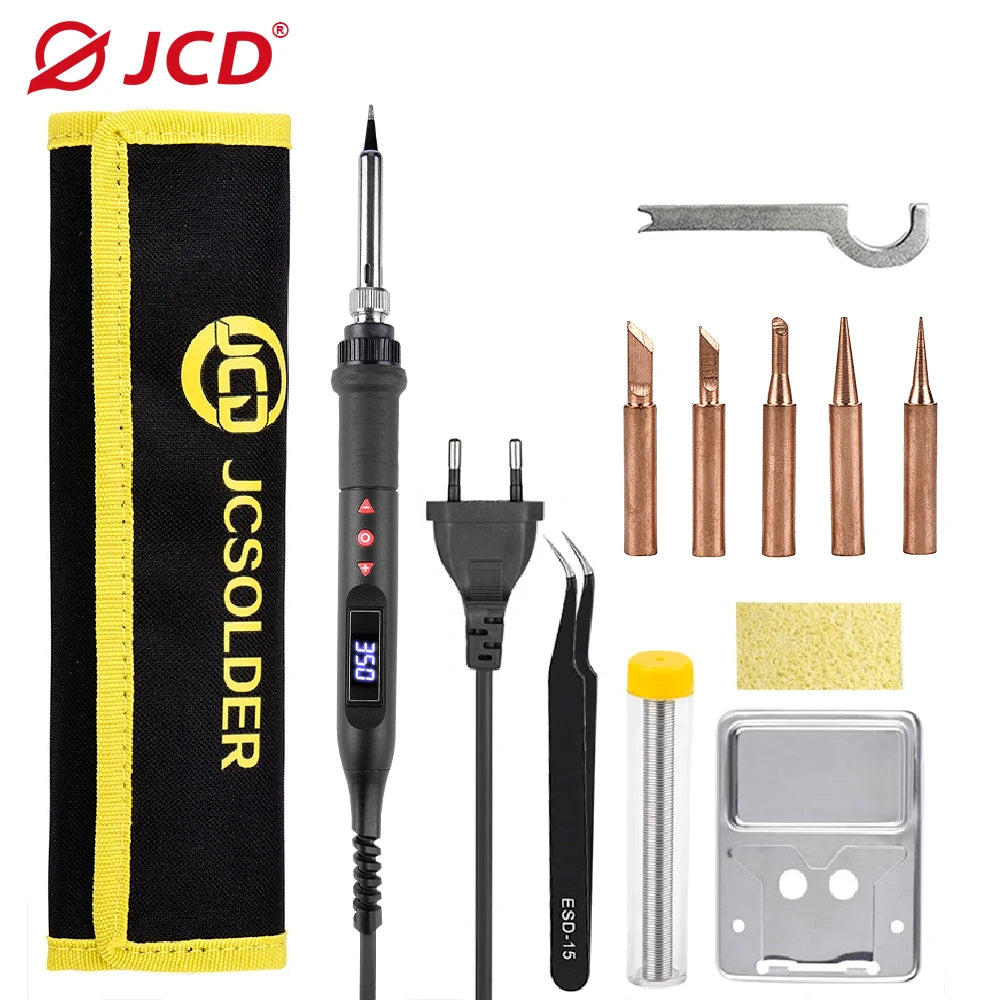 JCD Soldering Iron Kit 80W LCD Digital Display Adjustable Temperature With Switch Portable iron 220V/110V Welding Tools 908U