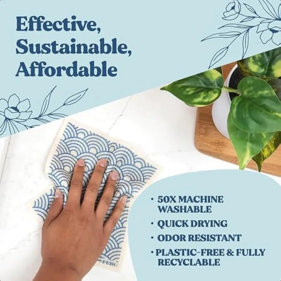 Swedish Dishcloths for Kitchen 5 Pack Watercolor Reusable Paper Towels Washable Swedish Dish Towels NonScratch Cellulose Sponge