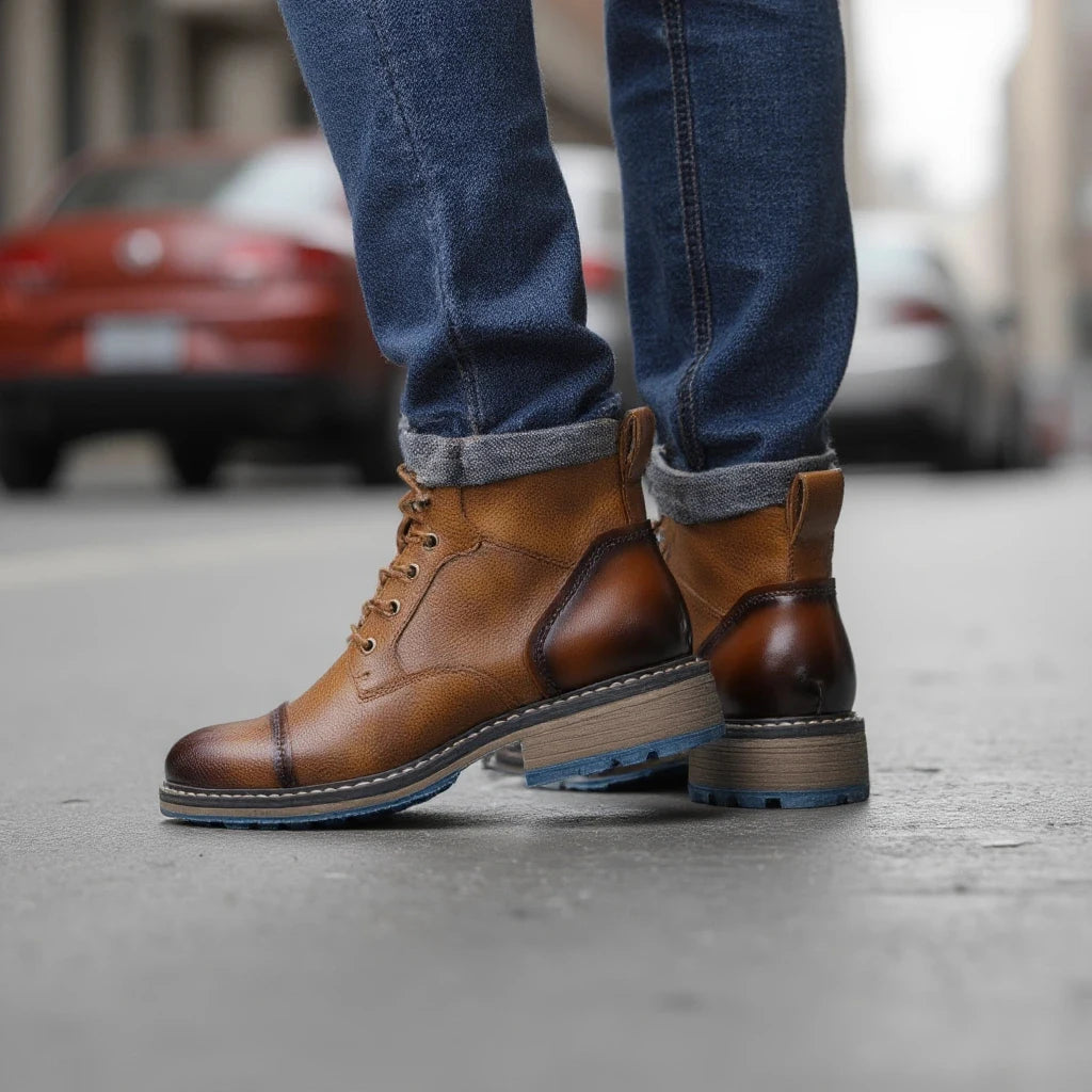 Spring Leather Boots with Zipper Classical Men Boots 2025 Fashion Comfortable Ankle Boots