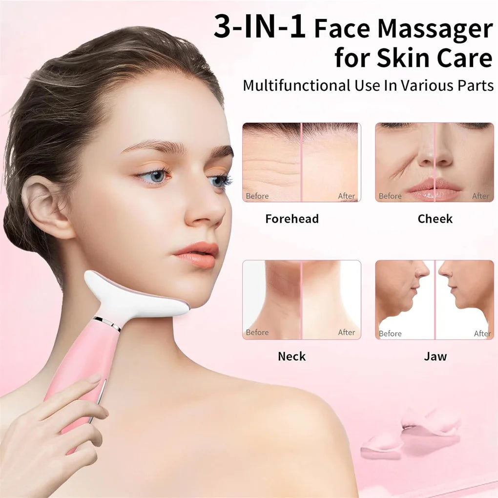 Neck Face Massager, Skin Care Face Massage Tool, 3-in-1 Facial Massager, Face Sculpting Tool with Thermals, Vibration