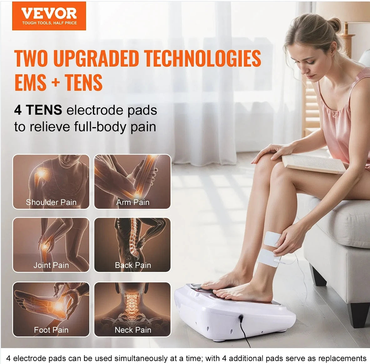 VEVOR Foot Circulation Stimulator EMS & TENS Foot Neuropathy Massager 25 Modes