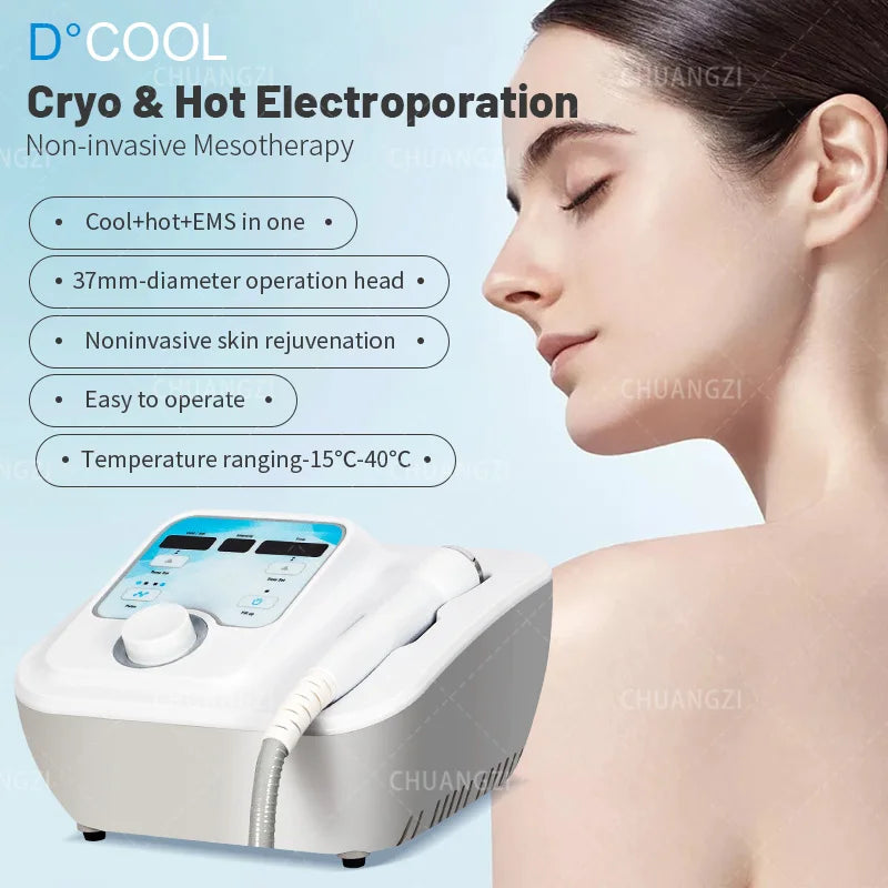 3 in 1 Ems Hot Cool Relax Facial Beauty Anti-Wrinkle D Cool Cryo Cryo Facial Machine