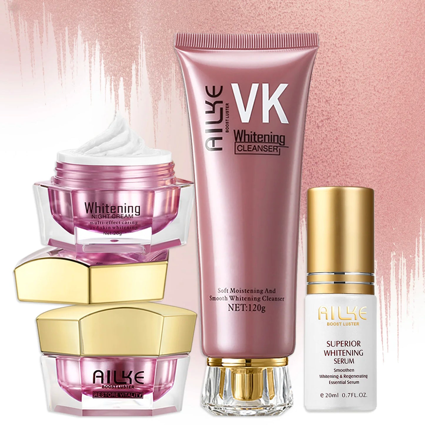 AILKE Lightening Cream, Antioxidant, Glowing, Reduce Spots, For Black, Dark Skin, Whitening Face Care Set for All Skin Types
