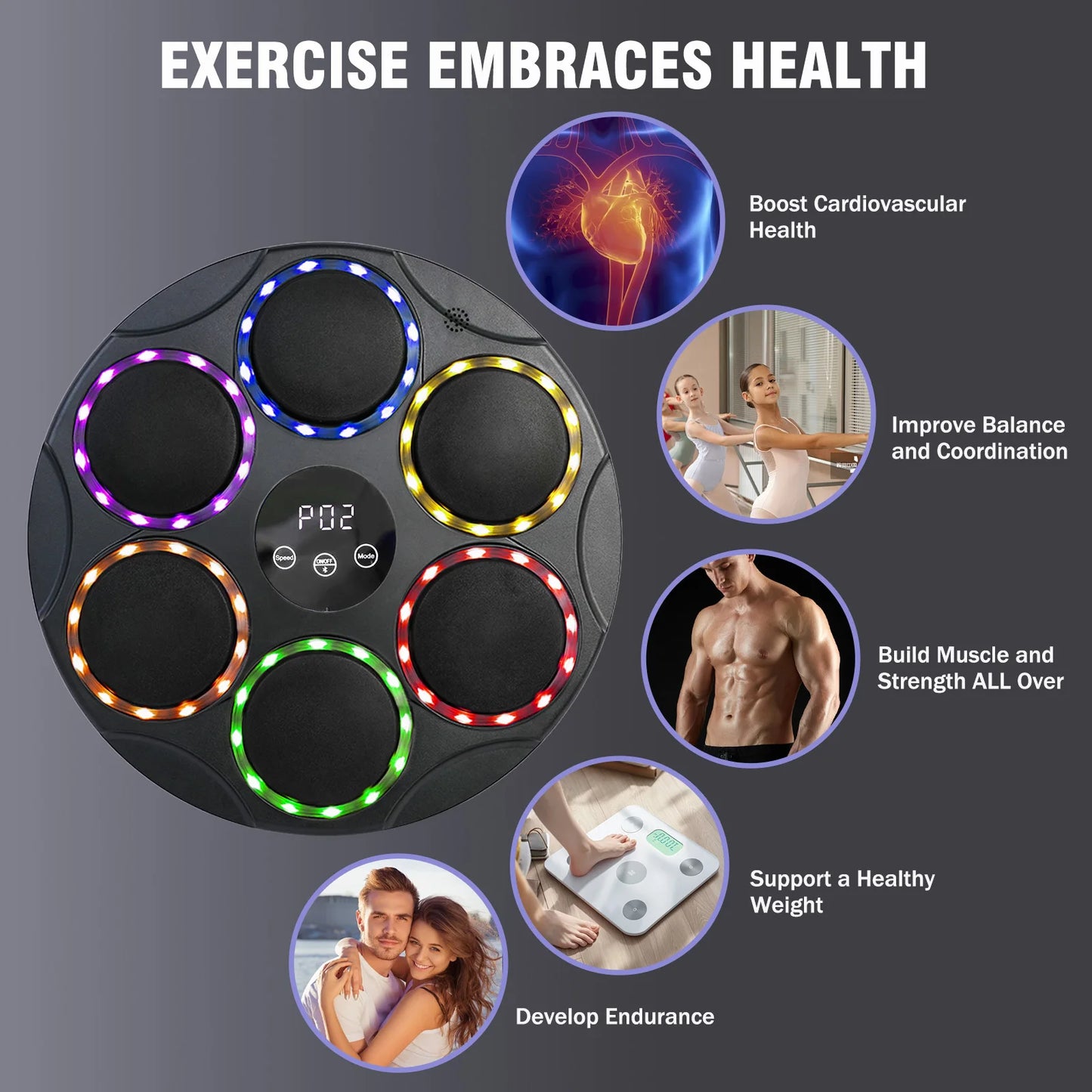 Smart  Music Boxing Target Training Machine Wall-Mounted Exercise Response Led Adults Kids With Boxing Gloves Fitness Equipment