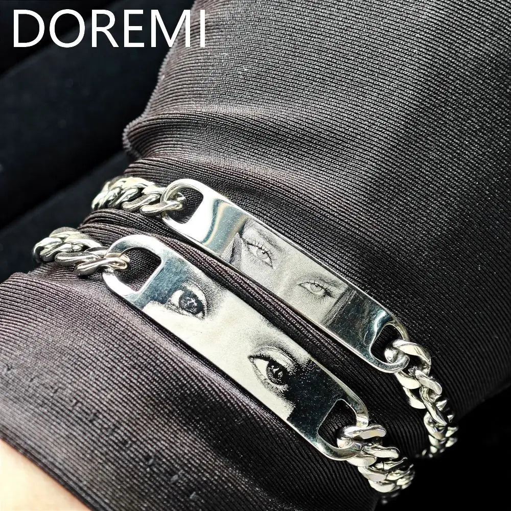DOREMI New Products Custom Picture Engrave Eyes Photo Bracelet Cuban Chain Unisex Eyes Memory Bracelet