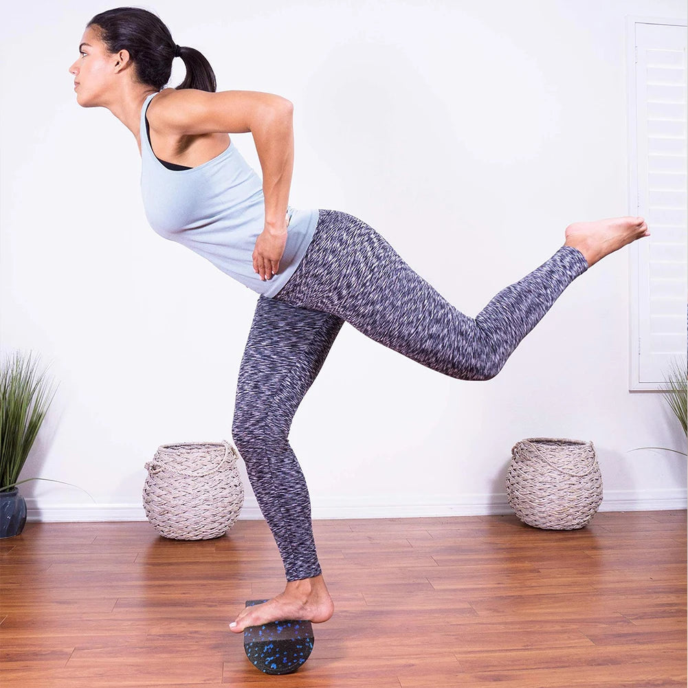 Half-Round Yoga Roller Massage Roller High Density Semi-Circular Foam Roller Multi-Function Back Stretcher for Yoga Fitness