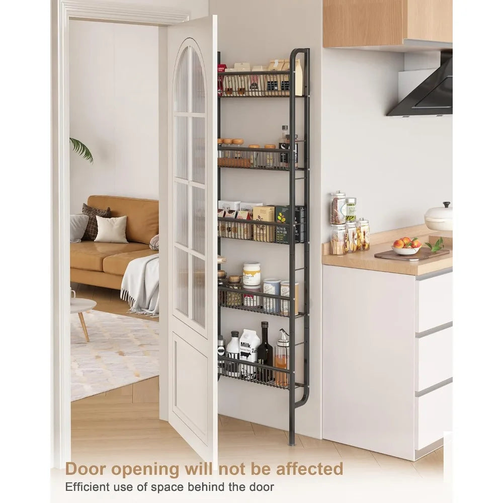 Behind The Door Bathroom Shelf Narrow 5-Tier, Space-Saving Slim Bathroom Storage Shelf Narrow Shelving Unit for Bathroom and Ki