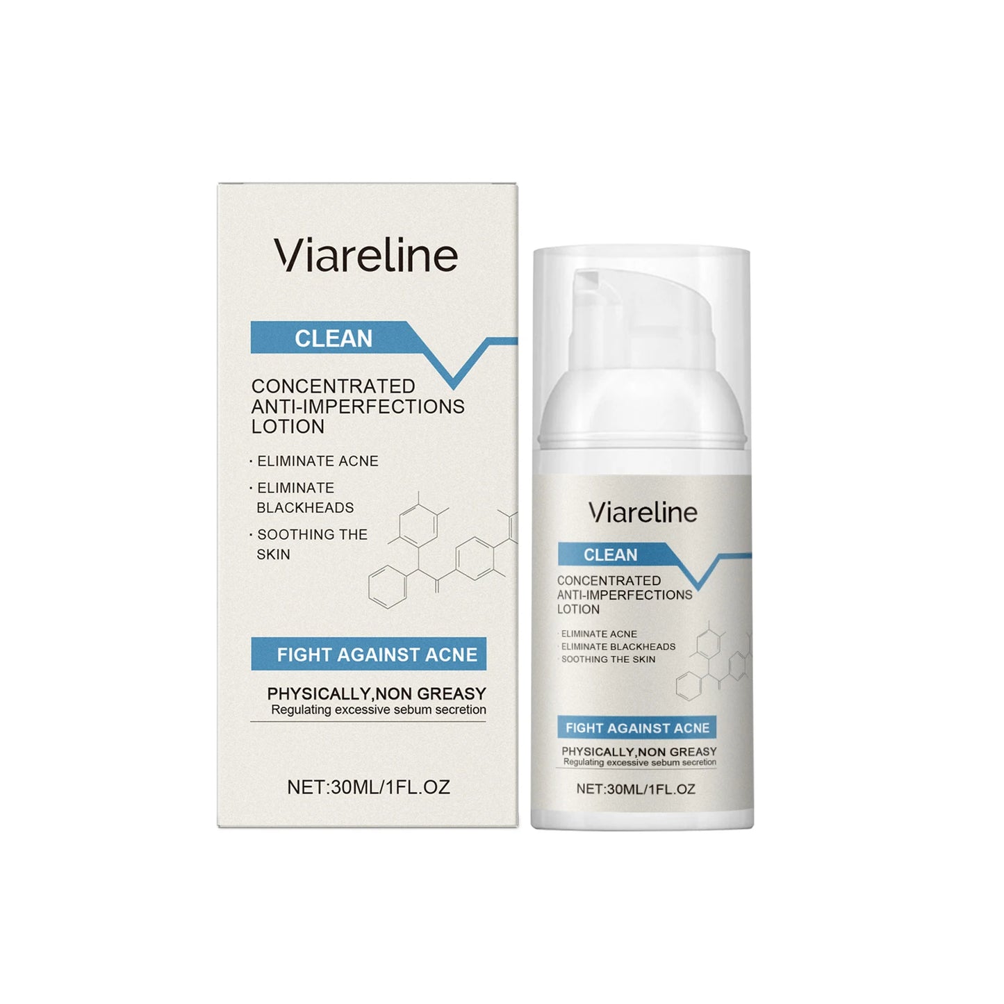 Viareline Face Skin Care Lotion Acne Treatment Eliminate Blackheads Soothing Skin Reduce Redness Non-greasy Acne Care Lotion