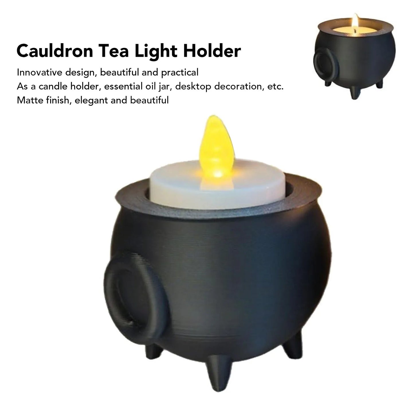 Cauldron Tea Light Holder Aromatherapy Diffuser Candle Jar for Holiday Themed Decoration Desktop Ornament Holiday Candle Holder