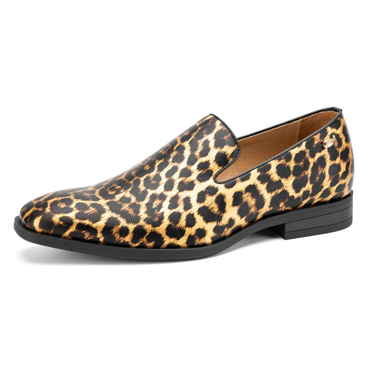 Men's Loafers Leather Dress Shoes with Metal Button Slip on Wedding Luxury Brand Shoes for Men
