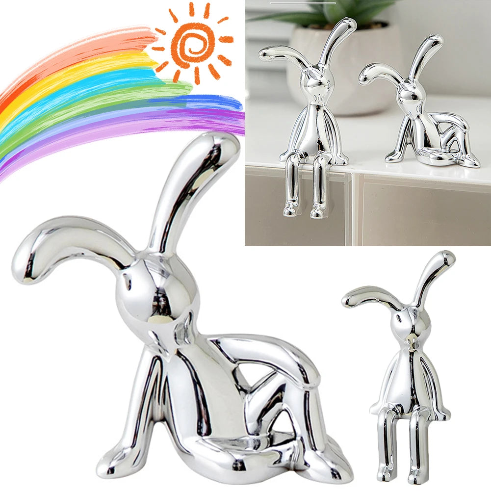 Rabbit Animal Decor Modern Style Sitting Rabbit Ornament Silver Nordic Rabbit Statue Living Room Decoration