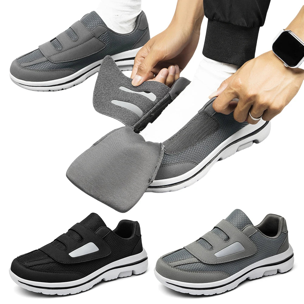 Diabetic Shoes Wide Walking Shoes with Adjustable Closure Lightweight Edema Sneakers Non-Slip Hook and Loop Sneakers for Elderly