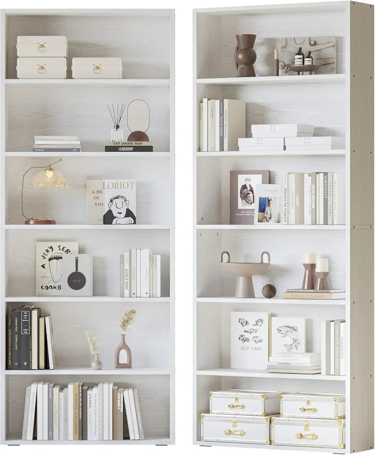 Bookshelves and Bookcases Set of 2 Floor Standing 6 Tiers Display Storage Shelves 70 in Tall Bookcase Home Decor Furniture